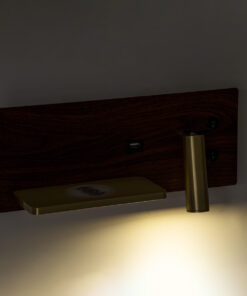 GloboStar® PALADIN 61361 Μοντέρνο Φωτιστικό Τοίχου - Απλίκα Ξενοδοχείου Bed Side LED 6W 720lm 36° AC 220-240V - Reading Light & Κρυφός Φωτισμός - Φορτιστές USB 3A & Wireless 20W - Μ30 x Π11 x Υ12cm - Φυσικό Λευκό 4500K - Ξύλο & Χρυσό - Αριστερό 28 61361 13