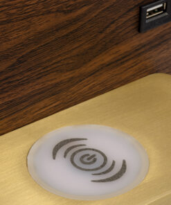 GloboStar® PALADIN 61361 Μοντέρνο Φωτιστικό Τοίχου - Απλίκα Ξενοδοχείου Bed Side LED 6W 720lm 36° AC 220-240V - Reading Light & Κρυφός Φωτισμός - Φορτιστές USB 3A & Wireless 20W - Μ30 x Π11 x Υ12cm - Φυσικό Λευκό 4500K - Ξύλο & Χρυσό - Αριστερό 22 61361 7