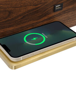 GloboStar® PALADIN 61361 Μοντέρνο Φωτιστικό Τοίχου - Απλίκα Ξενοδοχείου Bed Side LED 6W 720lm 36° AC 220-240V - Reading Light & Κρυφός Φωτισμός - Φορτιστές USB 3A & Wireless 20W - Μ30 x Π11 x Υ12cm - Φυσικό Λευκό 4500K - Ξύλο & Χρυσό - Αριστερό 23 61361 8