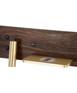 Alternative view of GloboStar® PALADIN 61362 Μοντέρνο Φωτιστικό Τοίχου - Απλίκα Ξενοδοχείου Bed Side LED 6W 720lm 36° AC 220-240V - Reading Light & Κρυφός Φωτισμός - Φορτιστές USB 3A & Wireless 20W - Μ30 x Π11 x Υ12cm - Φυσικό Λευκό 4500K - Ξύλο & Χρυσό - Δεξί