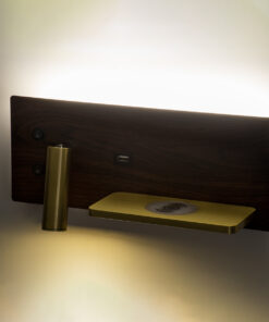 GloboStar® PALADIN 61362 Μοντέρνο Φωτιστικό Τοίχου - Απλίκα Ξενοδοχείου Bed Side LED 6W 720lm 36° AC 220-240V - Reading Light & Κρυφός Φωτισμός - Φορτιστές USB 3A & Wireless 20W - Μ30 x Π11 x Υ12cm - Φυσικό Λευκό 4500K - Ξύλο & Χρυσό - Δεξί 26 61362 11