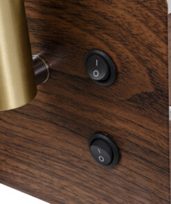 GloboStar® PALADIN 61362 Μοντέρνο Φωτιστικό Τοίχου - Απλίκα Ξενοδοχείου Bed Side LED 6W 720lm 36° AC 220-240V - Reading Light & Κρυφός Φωτισμός - Φορτιστές USB 3A & Wireless 20W - Μ30 x Π11 x Υ12cm - Φυσικό Λευκό 4500K - Ξύλο & Χρυσό - Δεξί 24 61362 9