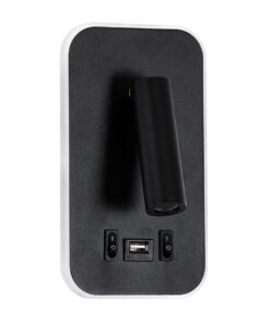 Alternative view of GLOBOSTAR® LADY-O 61363 Μοντέρνο Φωτιστικό Τοίχου - Απλίκα Ξενοδοχείου Reading Light με Φορτιστή USB 3A LED 10W 1000lm 36° & 360° AC 220-240V IP20 Φυσικό Λευκό 4500K - Bridgelux COB Chip & TÜV SÜD Driver - Μαύρο Ματ - Μ10.5 x Π10 x Υ18.5cm - 3 Χρόνια Εγγύηση