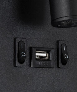 GLOBOSTAR® LADY-O 61363 Μοντέρνο Φωτιστικό Τοίχου - Απλίκα Ξενοδοχείου Reading Light με Φορτιστή USB 3A LED 10W 1000lm 36° & 360° AC 220-240V IP20 Φυσικό Λευκό 4500K - Bridgelux COB Chip & TÜV SÜD Driver - Μαύρο Ματ - Μ10.5 x Π10 x Υ18.5cm - 3 Χρόνια Εγγύηση 18 61363 6