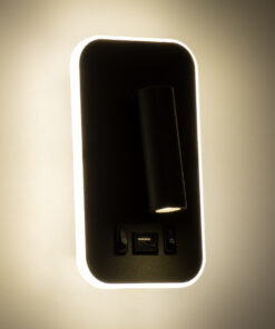 GLOBOSTAR® LADY-O 61363 Μοντέρνο Φωτιστικό Τοίχου - Απλίκα Ξενοδοχείου Reading Light με Φορτιστή USB 3A LED 10W 1000lm 36° & 360° AC 220-240V IP20 Φυσικό Λευκό 4500K - Bridgelux COB Chip & TÜV SÜD Driver - Μαύρο Ματ - Μ10.5 x Π10 x Υ18.5cm - 3 Χρόνια Εγγύηση 20 61363 8