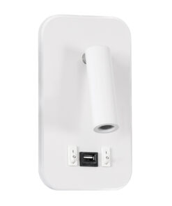 Alternative view of GloboStar® LADY-O 61364 Μοντέρνο Φωτιστικό Τοίχου - Απλίκα Ξενοδοχείου Bed Side LED 10W 1000lm 36° & 360° AC 220-240V - Reading Light & Κρυφός Φωτισμός - Φορτιστής USB 3A - Μ10.5 x Π10 x Υ18.5cm - Φυσικό Λευκό 4500K - Λευκό - 3 Χρόνια Εγγύηση