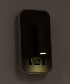 GLOBOSTAR® LADY-O 61365 Μοντέρνο Φωτιστικό Τοίχου - Απλίκα Ξενοδοχείου Reading Light με Φορτιστή USB 3A LED 10W 1000lm 36° & 360° AC 220-240V IP20 Φυσικό Λευκό 4500K - Bridgelux COB Chip & TÜV SÜD Driver - Γκρι Ανθρακί Ματ - Μ10.5 x Π10 x Υ18.5cm - 3 Χρόνια Εγγύηση 22 61365 10