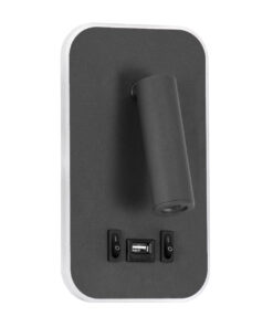 Alternative view of GLOBOSTAR® LADY-O 61365 Μοντέρνο Φωτιστικό Τοίχου - Απλίκα Ξενοδοχείου Reading Light με Φορτιστή USB 3A LED 10W 1000lm 36° & 360° AC 220-240V IP20 Φυσικό Λευκό 4500K - Bridgelux COB Chip & TÜV SÜD Driver - Γκρι Ανθρακί Ματ - Μ10.5 x Π10 x Υ18.5cm - 3 Χρόνια Εγγύηση