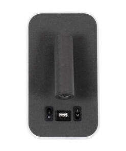 GLOBOSTAR® LADY-O 61365 Μοντέρνο Φωτιστικό Τοίχου - Απλίκα Ξενοδοχείου Reading Light με Φορτιστή USB 3A LED 10W 1000lm 36° & 360° AC 220-240V IP20 Φυσικό Λευκό 4500K - Bridgelux COB Chip & TÜV SÜD Driver - Γκρι Ανθρακί Ματ - Μ10.5 x Π10 x Υ18.5cm - 3 Χρόνια Εγγύηση 15 61365 3