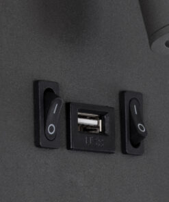 GLOBOSTAR® LADY-O 61365 Μοντέρνο Φωτιστικό Τοίχου - Απλίκα Ξενοδοχείου Reading Light με Φορτιστή USB 3A LED 10W 1000lm 36° & 360° AC 220-240V IP20 Φυσικό Λευκό 4500K - Bridgelux COB Chip & TÜV SÜD Driver - Γκρι Ανθρακί Ματ - Μ10.5 x Π10 x Υ18.5cm - 3 Χρόνια Εγγύηση 18 61365 6