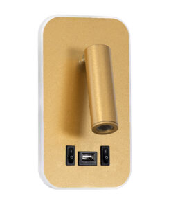 Alternative view of GloboStar® LADY-O 61366 Μοντέρνο Φωτιστικό Τοίχου - Απλίκα Ξενοδοχείου Bed Side LED 10W 1000lm 36° & 360° AC 220-240V - Reading Light & Κρυφός Φωτισμός - Φορτιστής USB 3A - Μ10.5 x Π10 x Υ18.5cm - Φυσικό Λευκό 4500K - Χρυσό Βούρτσας - 3 Χρόνια Εγγύηση