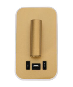 GloboStar® LADY-O 61366 Μοντέρνο Φωτιστικό Τοίχου - Απλίκα Ξενοδοχείου Bed Side LED 10W 1000lm 36° & 360° AC 220-240V - Reading Light & Κρυφός Φωτισμός - Φορτιστής USB 3A - Μ10.5 x Π10 x Υ18.5cm - Φυσικό Λευκό 4500K - Χρυσό Βούρτσας - 3 Χρόνια Εγγύηση 15 61366 3