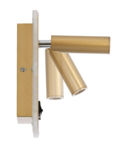 GloboStar® LADY-O 61366 Μοντέρνο Φωτιστικό Τοίχου - Απλίκα Ξενοδοχείου Bed Side LED 10W 1000lm 36° & 360° AC 220-240V - Reading Light & Κρυφός Φωτισμός - Φορτιστής USB 3A - Μ10.5 x Π10 x Υ18.5cm - Φυσικό Λευκό 4500K - Χρυσό Βούρτσας - 3 Χρόνια Εγγύηση 16 61366 4