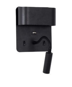 Alternative view of GloboStar® IBIS 61367 Μοντέρνο Φωτιστικό Τοίχου - Απλίκα Ξενοδοχείου Bed Side LED 10W 1100lm 36° & 360° AC 220-240V - Reading Light & Up/Down Light - Φορτιστής USB 3A - Μ10 x Π6.1 x Υ18cm - Φυσικό Λευκό 4500K - Μαύρο