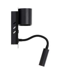 GloboStar® IBIS 61367 Μοντέρνο Φωτιστικό Τοίχου - Απλίκα Ξενοδοχείου Bed Side LED 10W 1100lm 36° & 360° AC 220-240V - Reading Light & Up/Down Light - Φορτιστής USB 3A - Μ10 x Π6.1 x Υ18cm - Φυσικό Λευκό 4500K - Μαύρο 18 61367 4