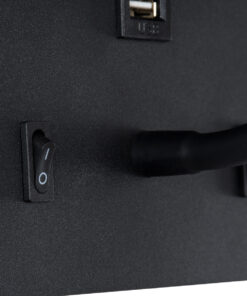 GloboStar® IBIS 61367 Μοντέρνο Φωτιστικό Τοίχου - Απλίκα Ξενοδοχείου Bed Side LED 10W 1100lm 36° & 360° AC 220-240V - Reading Light & Up/Down Light - Φορτιστής USB 3A - Μ10 x Π6.1 x Υ18cm - Φυσικό Λευκό 4500K - Μαύρο 21 61367 7