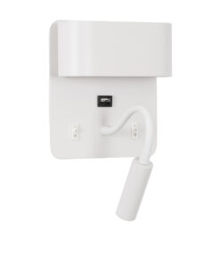 Alternative view of GloboStar® IBIS 61368 Μοντέρνο Φωτιστικό Τοίχου - Απλίκα Ξενοδοχείου Bed Side LED 10W 1100lm 36° & 360° AC 220-240V - Reading Light & Up/Down Light - Φορτιστής USB 3A - Μ10 x Π6.1 x Υ18cm - Φυσικό Λευκό 4500K - Λευκό