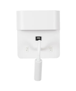 GloboStar® IBIS 61368 Μοντέρνο Φωτιστικό Τοίχου - Απλίκα Ξενοδοχείου Bed Side LED 10W 1100lm 36° & 360° AC 220-240V - Reading Light & Up/Down Light - Φορτιστής USB 3A - Μ10 x Π6.1 x Υ18cm - Φυσικό Λευκό 4500K - Λευκό 17 61368 3
