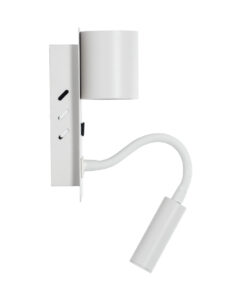 GloboStar® IBIS 61368 Μοντέρνο Φωτιστικό Τοίχου - Απλίκα Ξενοδοχείου Bed Side LED 10W 1100lm 36° & 360° AC 220-240V - Reading Light & Up/Down Light - Φορτιστής USB 3A - Μ10 x Π6.1 x Υ18cm - Φυσικό Λευκό 4500K - Λευκό 18 61368 4