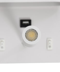 GloboStar® IBIS 61368 Μοντέρνο Φωτιστικό Τοίχου - Απλίκα Ξενοδοχείου Bed Side LED 10W 1100lm 36° & 360° AC 220-240V - Reading Light & Up/Down Light - Φορτιστής USB 3A - Μ10 x Π6.1 x Υ18cm - Φυσικό Λευκό 4500K - Λευκό 23 61368 9