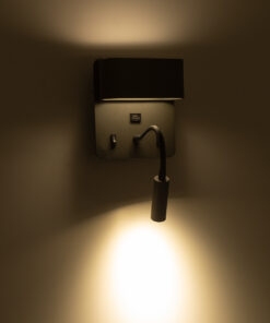 GLOBOSTAR® IBIS 61369 Μοντέρνο Φωτιστικό Τοίχου - Απλίκα Ξενοδοχείου Reading Light με Φορτιστή USB 3A LED 10W 1100lm 36° & 360° AC 220-240V IP20 Φυσικό Λευκό 4500K - Bridgelux COB Chip & TÜV SÜD Driver - Γκρι Ανθρακί Ματ - Μ10 x Π6.1 x Υ18cm - 3 Χρόνια Εγγύηση 24 61369 10