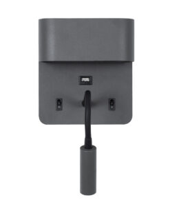 GLOBOSTAR® IBIS 61369 Μοντέρνο Φωτιστικό Τοίχου - Απλίκα Ξενοδοχείου Reading Light με Φορτιστή USB 3A LED 10W 1100lm 36° & 360° AC 220-240V IP20 Φυσικό Λευκό 4500K - Bridgelux COB Chip & TÜV SÜD Driver - Γκρι Ανθρακί Ματ - Μ10 x Π6.1 x Υ18cm - 3 Χρόνια Εγγύηση 17 61369 3