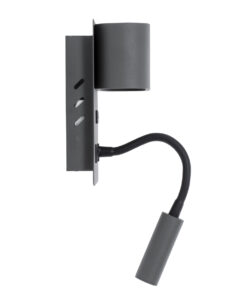 GLOBOSTAR® IBIS 61369 Μοντέρνο Φωτιστικό Τοίχου - Απλίκα Ξενοδοχείου Reading Light με Φορτιστή USB 3A LED 10W 1100lm 36° & 360° AC 220-240V IP20 Φυσικό Λευκό 4500K - Bridgelux COB Chip & TÜV SÜD Driver - Γκρι Ανθρακί Ματ - Μ10 x Π6.1 x Υ18cm - 3 Χρόνια Εγγύηση 18 61369 4