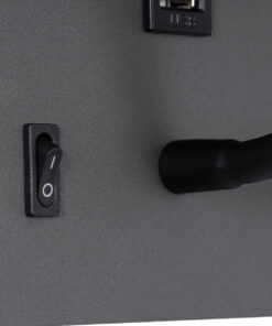 GLOBOSTAR® IBIS 61369 Μοντέρνο Φωτιστικό Τοίχου - Απλίκα Ξενοδοχείου Reading Light με Φορτιστή USB 3A LED 10W 1100lm 36° & 360° AC 220-240V IP20 Φυσικό Λευκό 4500K - Bridgelux COB Chip & TÜV SÜD Driver - Γκρι Ανθρακί Ματ - Μ10 x Π6.1 x Υ18cm - 3 Χρόνια Εγγύηση 21 61369 7