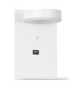 Alternative view of GloboStar® CROWN 61371 Μοντέρνο Φωτιστικό Τοίχου - Απλίκα Ξενοδοχείου Bed Side LED 5W 550lm 120° AC 220-240V - Reading Light - Φορτιστής USB 3A - Μ15 x Π15 x Υ23cm - Φυσικό Λευκό 4500K - Λευκό