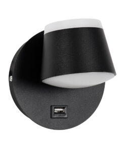 Alternative view of GLOBOSTAR® REGENCY 61373 Μοντέρνο Φωτιστικό Τοίχου - Απλίκα Ξενοδοχείου Reading Light με Φορτιστή USB 3A LED 8W 920lm 120° AC 220-240V IP20 Φυσικό Λευκό 4500K - Bridgelux SMD Chip & TÜV SÜD Driver - Μαύρο Ματ - Μ12 x Π12 x Υ13cm - 3 Χρόνια Εγγύηση