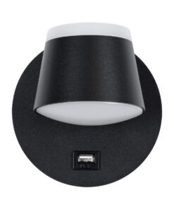 GLOBOSTAR® REGENCY 61373 Μοντέρνο Φωτιστικό Τοίχου - Απλίκα Ξενοδοχείου Reading Light με Φορτιστή USB 3A LED 8W 920lm 120° AC 220-240V IP20 Φυσικό Λευκό 4500K - Bridgelux SMD Chip & TÜV SÜD Driver - Μαύρο Ματ - Μ12 x Π12 x Υ13cm - 3 Χρόνια Εγγύηση 12 61373 3