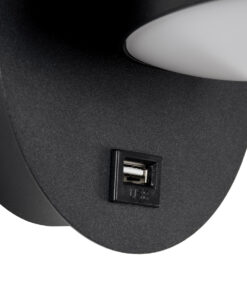 GLOBOSTAR® REGENCY 61373 Μοντέρνο Φωτιστικό Τοίχου - Απλίκα Ξενοδοχείου Reading Light με Φορτιστή USB 3A LED 8W 920lm 120° AC 220-240V IP20 Φυσικό Λευκό 4500K - Bridgelux SMD Chip & TÜV SÜD Driver - Μαύρο Ματ - Μ12 x Π12 x Υ13cm - 3 Χρόνια Εγγύηση 15 61373 6