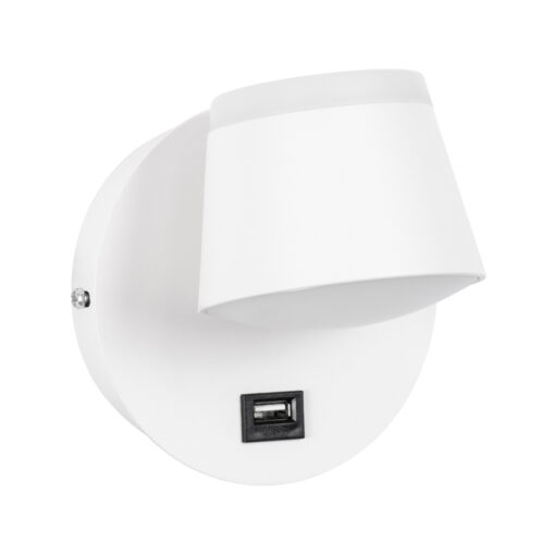 GloboStar® GLOBOSTAR® REGENCY 61374 Μοντέρνο Φωτιστικό Τοίχου - Απλίκα Ξενοδοχείου Reading Light με Φορτιστή USB 3A LED 8W 920lm 120° AC 220-240V IP20 Φυσικό Λευκό 4500K - Λευκό - Μ12 x Π12 x Υ13cm - 3 Χρόνια Εγγύηση