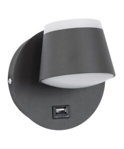 Alternative view of GLOBOSTAR® REGENCY 61375 Μοντέρνο Φωτιστικό Τοίχου - Απλίκα Ξενοδοχείου Reading Light με Φορτιστή USB 3A LED 8W 920lm 120° AC 220-240V IP20 Φυσικό Λευκό 4500K - Bridgelux SMD Chip & TÜV SÜD Driver - Γκρι Ανθρακί Ματ - Μ12 x Π12 x Υ13cm - 3 Χρόνια Εγγύηση