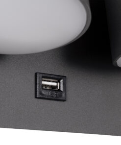 GloboStar® REGENCY 61378 Μοντέρνο Φωτιστικό Τοίχου - Απλίκα Ξενοδοχείου Reading Light με Φορτιστή USB 3A LED 16W 1840lm 120° AC 220-240V IP20 Φυσικό Λευκό 4500K - Γκρι Ανθρακί - Μ16.5 x Π12 x Υ10cm - 3 Χρόνια Εγγύηση 17 61378 6