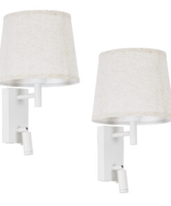 Alternative view of GLOBOSTAR® ROULETTE-R 61380 Μοντέρνο Φωτιστικό Τοίχου - Απλίκα Ξενοδοχείου Reading Light με Φορτιστή USB 3A & Ντουί 1 x E27 LED 3W 360lm 36° & 360° AC 220-240V IP20 Φυσικό Λευκό 4500K - Bridgelux COB Chip & TÜV SÜD Driver - Λευκό Ματ - Μ22 x Π23.5 x Υ37cm - Σετ 2 Τεμαχίων - 3 Χρόνια Εγγύηση