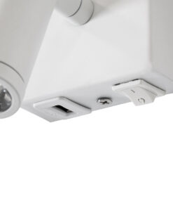 GLOBOSTAR® ROULETTE-R 61380 Μοντέρνο Φωτιστικό Τοίχου - Απλίκα Ξενοδοχείου Reading Light με Φορτιστή USB 3A & Ντουί 1 x E27 LED 3W 360lm 36° & 360° AC 220-240V IP20 Φυσικό Λευκό 4500K - Bridgelux COB Chip & TÜV SÜD Driver - Λευκό Ματ - Μ22 x Π23.5 x Υ37cm - Σετ 2 Τεμαχίων - 3 Χρόνια Εγγύηση 20 61380 6