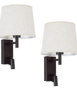 Alternative view of GloboStar® ROULETTE-R 61381 Μοντέρνο Φωτιστικό Τοίχου - Απλίκα Ξενοδοχείου Bed Side LED 3W 360lm & 1 x E27 36° & 360° AC 220-240V - Reading Up/Down Light - Φορτιστής USB 3A - Μ22 x Π23.5 x Υ37cm - Φυσικό Λευκό 4500K - Καφέ με Μπεζ Καπέλο - Σετ 2 Τεμαχίων