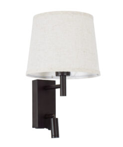 GloboStar® ROULETTE-R 61381 Μοντέρνο Φωτιστικό Τοίχου - Απλίκα Ξενοδοχείου Bed Side LED 3W 360lm & 1 x E27 36° & 360° AC 220-240V - Reading Up/Down Light - Φορτιστής USB 3A - Μ22 x Π23.5 x Υ37cm - Φυσικό Λευκό 4500K - Καφέ με Μπεζ Καπέλο - Σετ 2 Τεμαχίων 17 61381 3