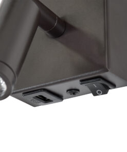 GloboStar® ROULETTE-R 61381 Μοντέρνο Φωτιστικό Τοίχου - Απλίκα Ξενοδοχείου Bed Side LED 3W 360lm & 1 x E27 36° & 360° AC 220-240V - Reading Up/Down Light - Φορτιστής USB 3A - Μ22 x Π23.5 x Υ37cm - Φυσικό Λευκό 4500K - Καφέ με Μπεζ Καπέλο - Σετ 2 Τεμαχίων 20 61381 6