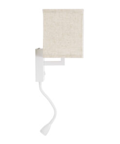 GloboStar® ROULETTE-S 61383 Μοντέρνο Φωτιστικό Τοίχου - Απλίκα Ξενοδοχείου Bed Side LED 3W 360lm & 1 x E27 36° & 360° AC 220-240V - Reading Up/Down Light - Φορτιστής USB 3A - Μ17 x Π20 x Υ37cm - Φυσικό Λευκό 4500K - Λευκό με Μπεζ Καπέλο - Σετ 2 Τεμαχίων 19 61383 5