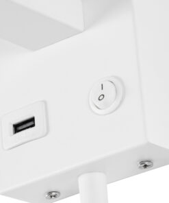 GloboStar® ROULETTE-S 61383 Μοντέρνο Φωτιστικό Τοίχου - Απλίκα Ξενοδοχείου Bed Side LED 3W 360lm & 1 x E27 36° & 360° AC 220-240V - Reading Up/Down Light - Φορτιστής USB 3A - Μ17 x Π20 x Υ37cm - Φυσικό Λευκό 4500K - Λευκό με Μπεζ Καπέλο - Σετ 2 Τεμαχίων 20 61383 6