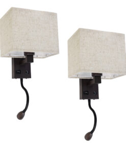 Alternative view of GloboStar® ROULETTE-S 61384 Μοντέρνο Φωτιστικό Τοίχου - Απλίκα Ξενοδοχείου Bed Side LED 3W 360lm & 1 x E27 36° & 360° AC 220-240V - Reading Up/Down Light - Φορτιστής USB 3A - Μ17 x Π20 x Υ37cm - Φυσικό Λευκό 4500K - Καφέ με Μπεζ Καπέλο - Σετ 2 Τεμαχίων