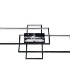 GLOBOSTAR® QUADRA 61385 Μοντέρνο Φωτιστικό Οροφής LED 100W 12000lm 120° AC 220-240V IP20 Ρυθμιζόμενο Λευκό CCT με Χειριστήριο από 2700K έως 6000K Dimmable - Lumileds SMD Chip - Μαύρο Ματ - Μ85 x Π45 x Υ9cm - 3 Χρόνια Εγγύηση 15 61385 5