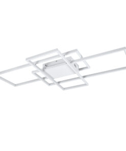 GloboStar® QUADRA 61389 Φωτιστικό Οροφής Design LED CCT 120W 14400lm 120° AC 220-240V - Εναλλαγή Φωτισμού μέσω Τηλεχειριστηρίου All In One Ψυχρό 6000k+Φυσικό 4500k+Θερμό 2700k Dimmable Μ105 x Π60 x Υ9cm - Λευκό - 3 Years Warranty 12 61389 2