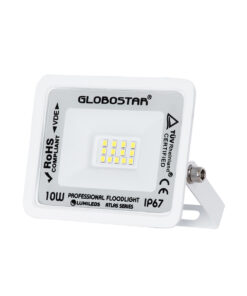 GloboStar® GloboStar® ATLAS 61404 Επαγγελματικός Προβολέας LED 10W 1250lm 120° AC 220-240V - Αδιάβροχος IP67 - Μ10 x Π2 x Υ8cm - Λευκό - Ψυχρό Λευκό 6000K - LUMILEDS Chips - TÜV Rheinland Certified - 5 Years Warranty