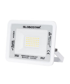 GloboStar® GloboStar® ATLAS 61414 Επαγγελματικός Προβολέας LED 30W 3600lm 120° AC 220-240V - Αδιάβροχος IP67 - Μ16 x Π2.5 x Υ12.5cm - Λευκό - Φυσικό Λευκό 4500K - LUMILEDS Chips - TÜV Rheinland Certified - 5 Years Warranty