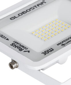 GloboStar® ATLAS 61414 Επαγγελματικός Προβολέας LED 30W 3600lm 120° AC 220-240V - Αδιάβροχος IP67 - Μ16 x Π2.5 x Υ12.5cm - Λευκό - Φυσικό Λευκό 4500K - LUMILEDS Chips - TÜV Rheinland Certified - 5 Years Warranty 13 61414 6