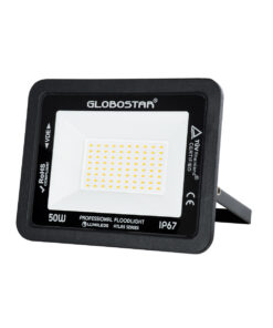 GloboStar® GloboStar® ATLAS 61424 Επαγγελματικός Προβολέας LED 50W 5750lm 120° AC 220-240V - Αδιάβροχος IP67 - Μ21 x Π3.5 x Υ16cm - Μαύρο - Θερμό Λευκό 2700K - LUMILEDS Chips - TÜV Rheinland Certified - 5 Years Warranty