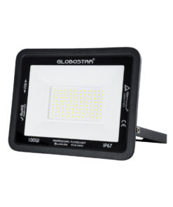 GloboStar® GloboStar® ATLAS 61425 Επαγγελματικός Προβολέας LED 100W 12500lm 120° AC 220-240V - Αδιάβροχος IP67 - Μ27 x Π4 x Υ21cm - Μαύρο - Ψυχρό Λευκό 6000K - LUMILEDS Chips - TÜV Rheinland Certified - 5 Years Warranty